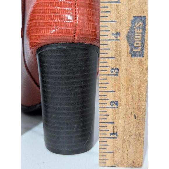 Versona Orange Faux Leather Pointed Toe Heeled Cowboy Style Boots Size 8 - Picture 4 of 7